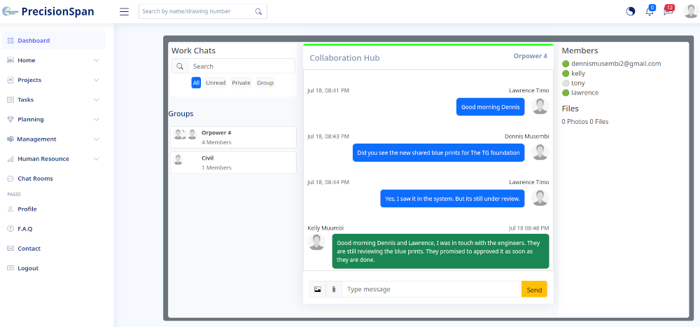 Image of precisionspan chat room