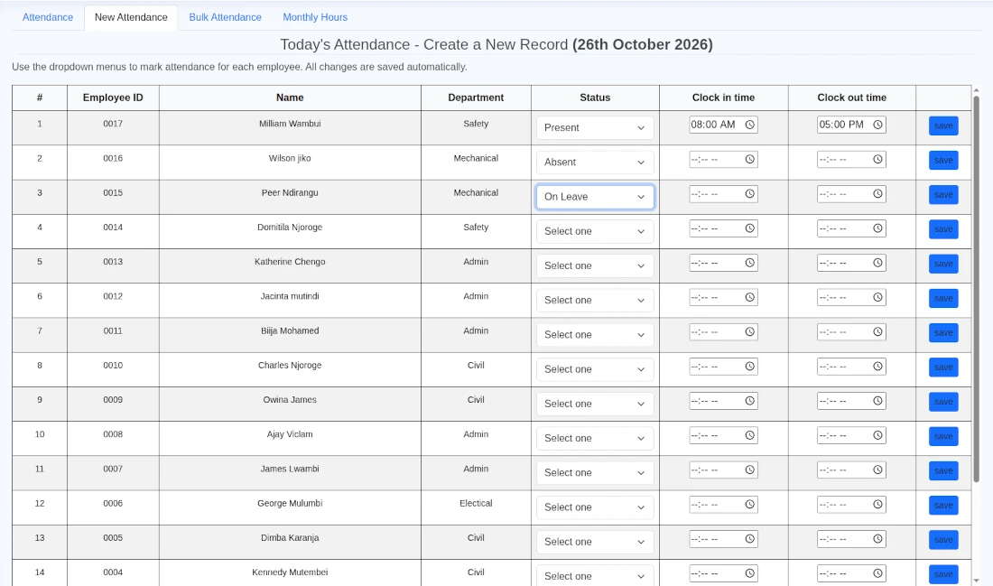 PrecisionSpan new workforce attendance form