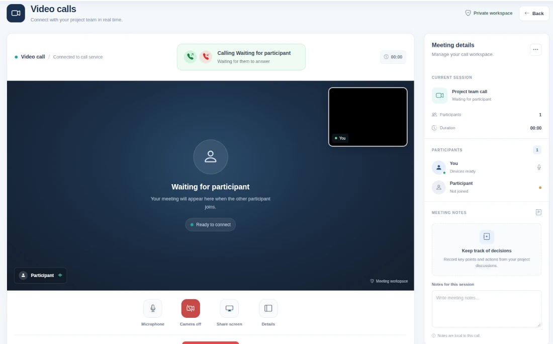PrecisionSpan private one-on-one video call room
